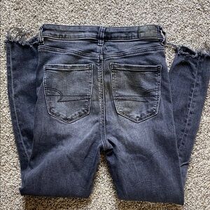 American Eagle Women's Black Denim Ripped Jeans